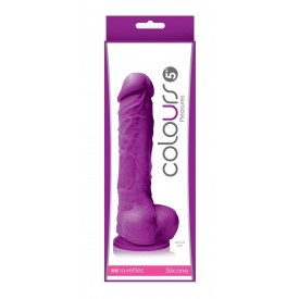 Фиолетовый фаллоимитатор на присоске Colours Pleasures 5" Dildo - 17,8 см.