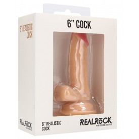 Телесный фаллоимитатор Realistic Cock 6" With Scrotum - 15 см.