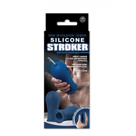Синий мастурбатор с мягкими рёбрышками SILICONE STROKER