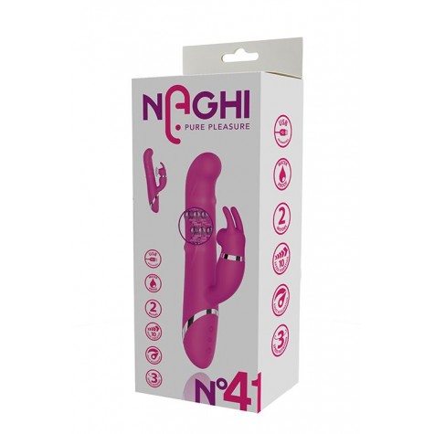 Розовый вибратор-кролик NAGHI NO.41 RECHARGEABLE DUO VIBRATOR - 24 см.